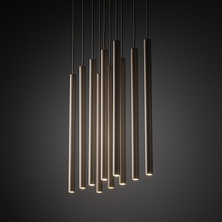 Lampa Wisząca Tk Lighting Ferro Na Listwie Beżowa Szampański Ryflowana Metalowa Tuba Sopel Rurka 10X G9