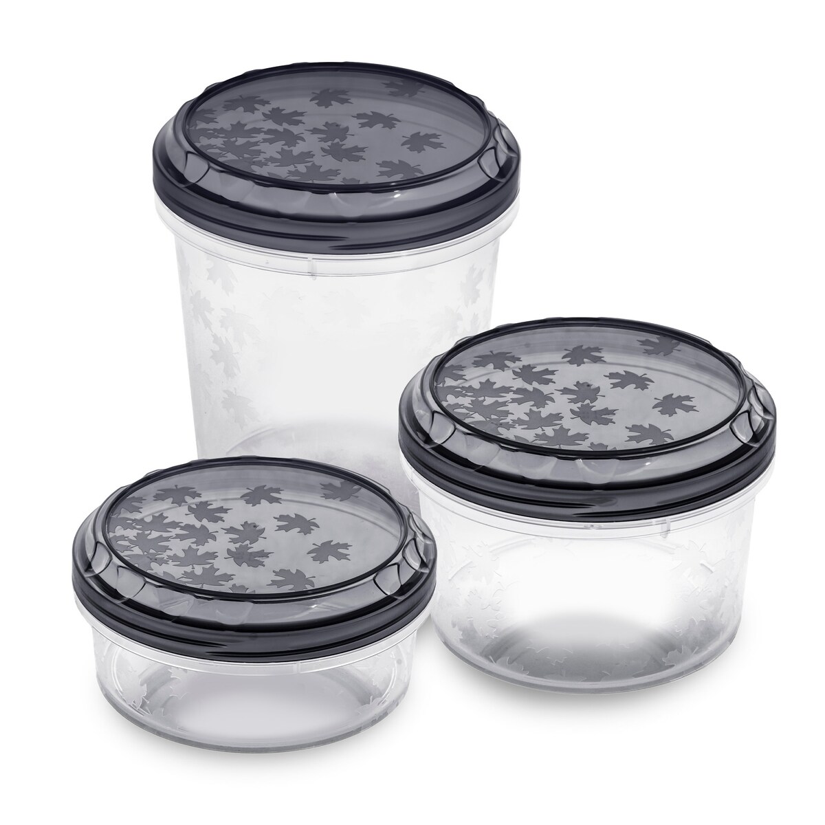 Zestaw Pojemników Plastikowych Do Żywności Okrągłe 3 szt Pojemniki Czarne