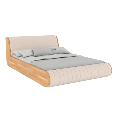 Łóżko lewitujące drewniane bukowe Visby HARALD / 140x200 cm, kolor naturalny, zagłówek Trinity 02