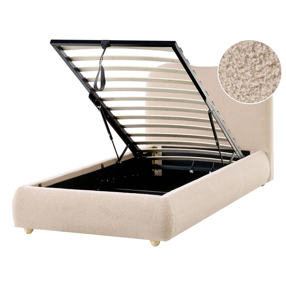 Łóżko z pojemnikiem Boucle BLAGNAC 90 x 200 cm Beżowy