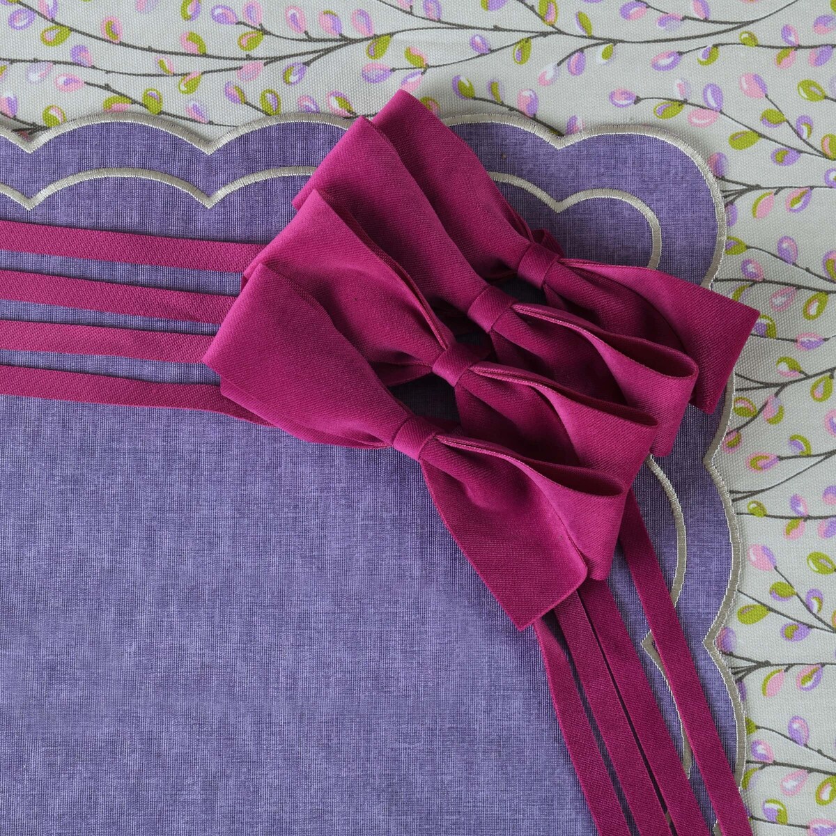 Aksamitne kokardki Fuchsia Bows - 6 sztuk