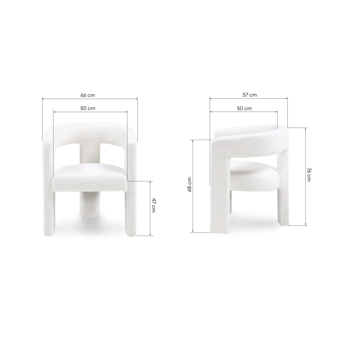 Fotel wypoczynkowy welurowy 76x66x57 cm TIANA kremowy