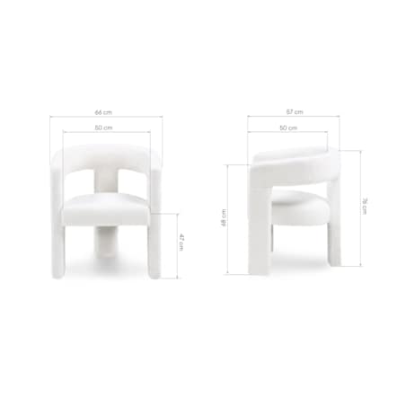 Fotel wypoczynkowy welurowy 76x66x57 cm TIANA kremowy