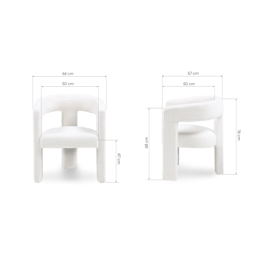 Fotel wypoczynkowy welurowy 76x66x57 cm TIANA kremowy