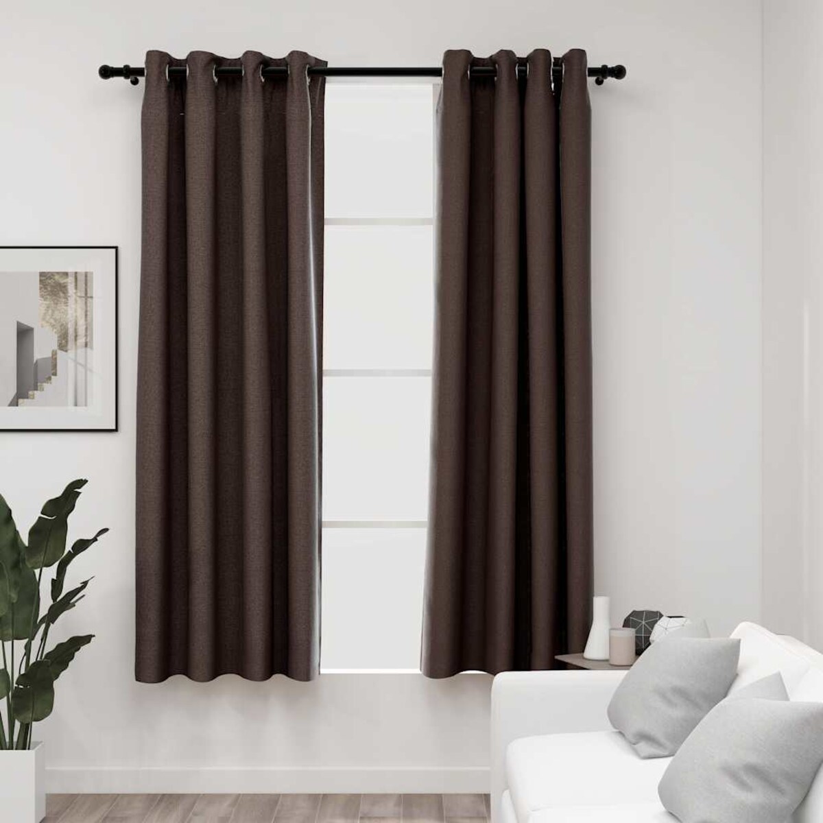 vidaXL Zasłony stylizowane na lniane, 2 szt., taupe, 140x175 cm