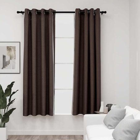 vidaXL Zasłony stylizowane na lniane, 2 szt., taupe, 140x175 cm