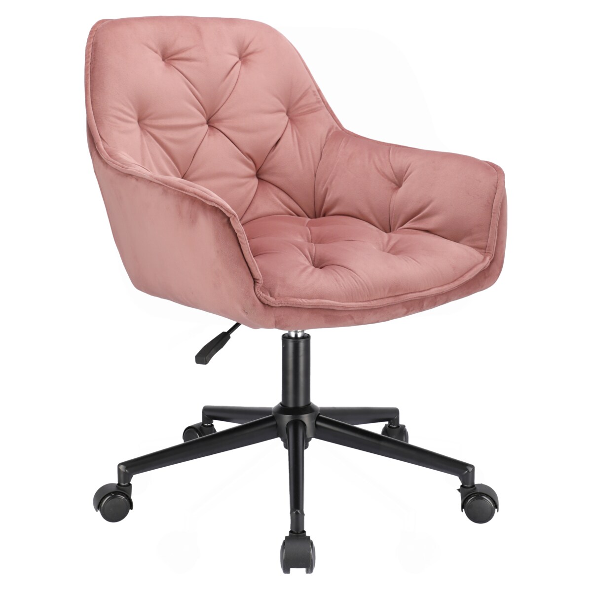 Krzesło welurowe obrotowe LARGO różowe czarne nogi