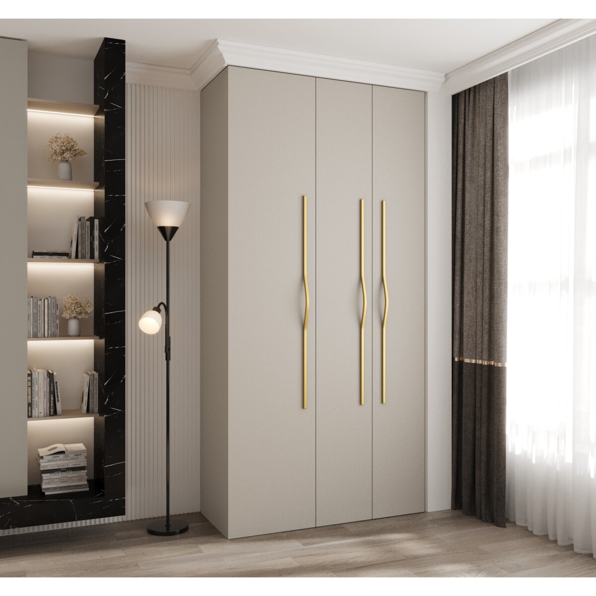 Szafa trzydrzwiowa Como 2 120 gł.40 kaszmir+złoty