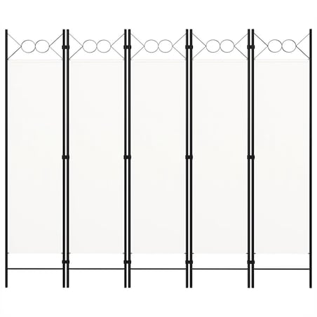 vidaXL Parawan 5-panelowy, biały, 200 x 180 cm