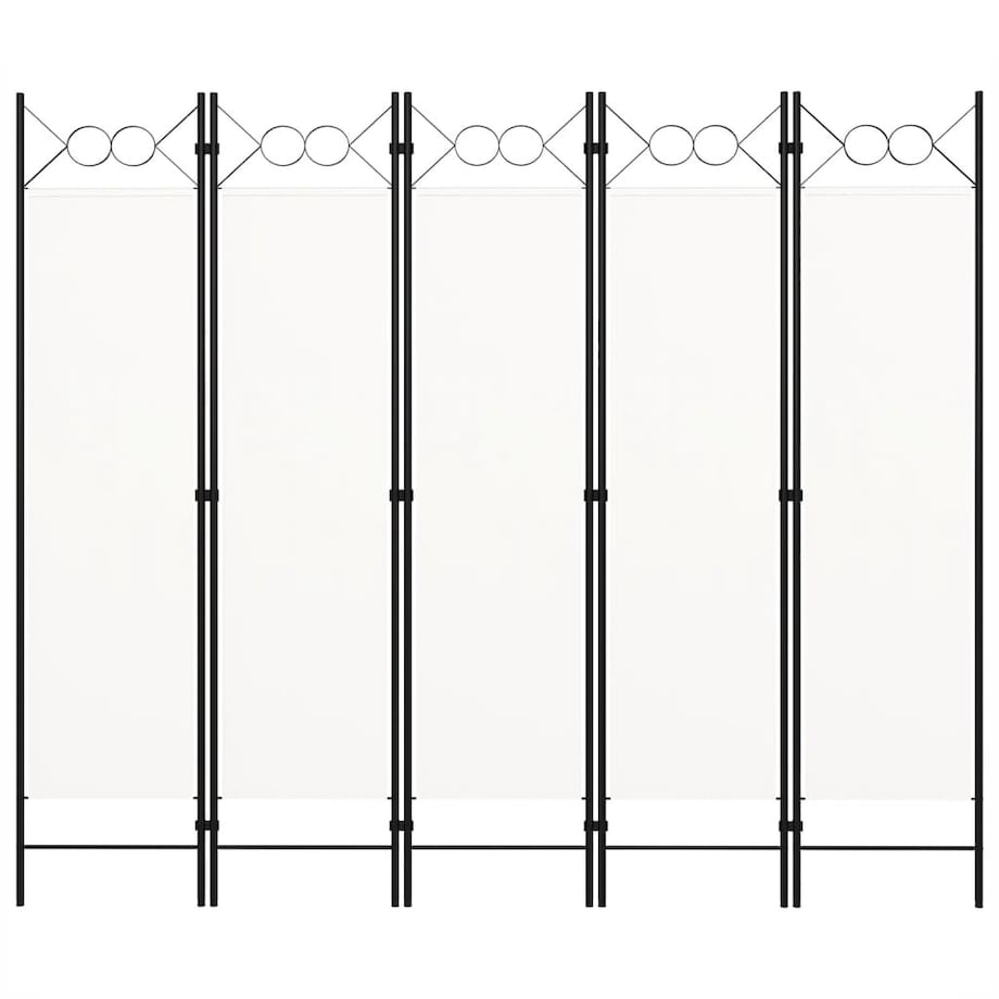 vidaXL Parawan 5-panelowy, biały, 200 x 180 cm