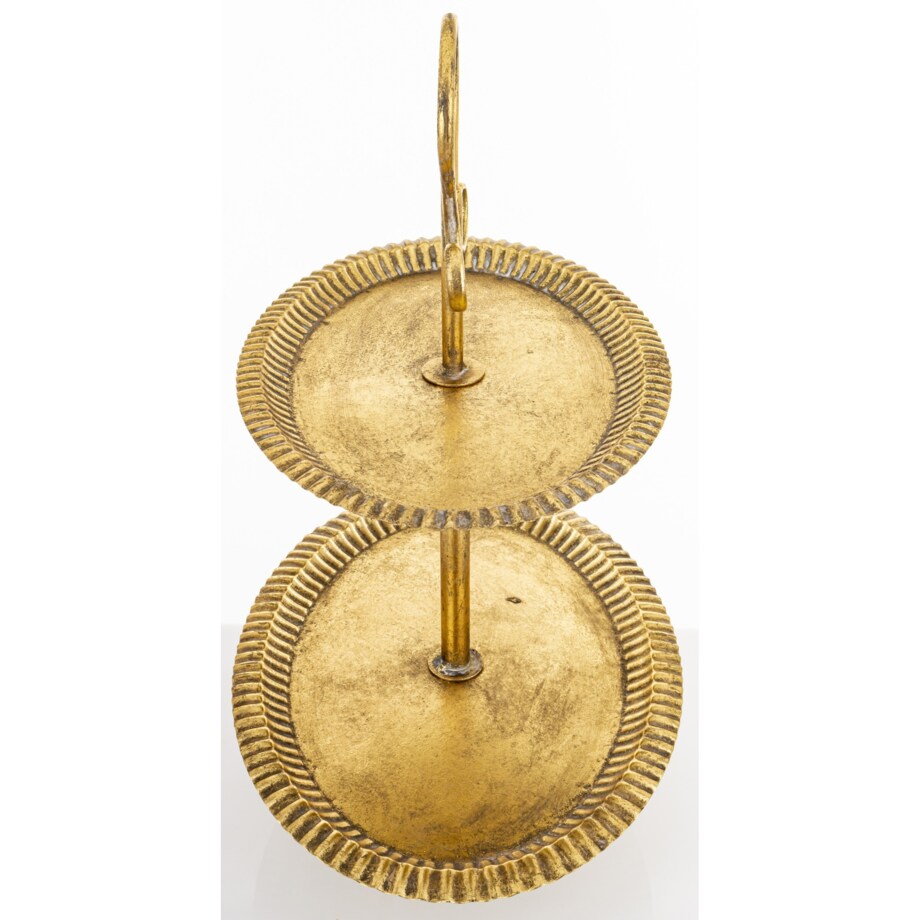 Patera dwupoziomowa, złota 57x45x31 cm postarzana