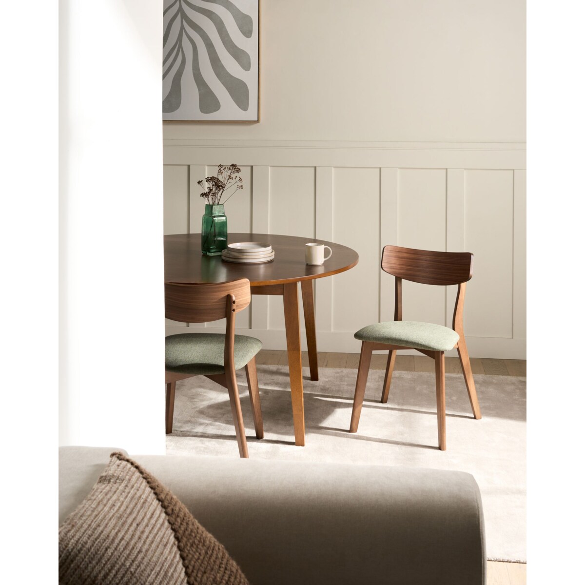 Zestaw 2 krzeseł do jadalni HOPE Drewno Ciemny brąz/ zielony