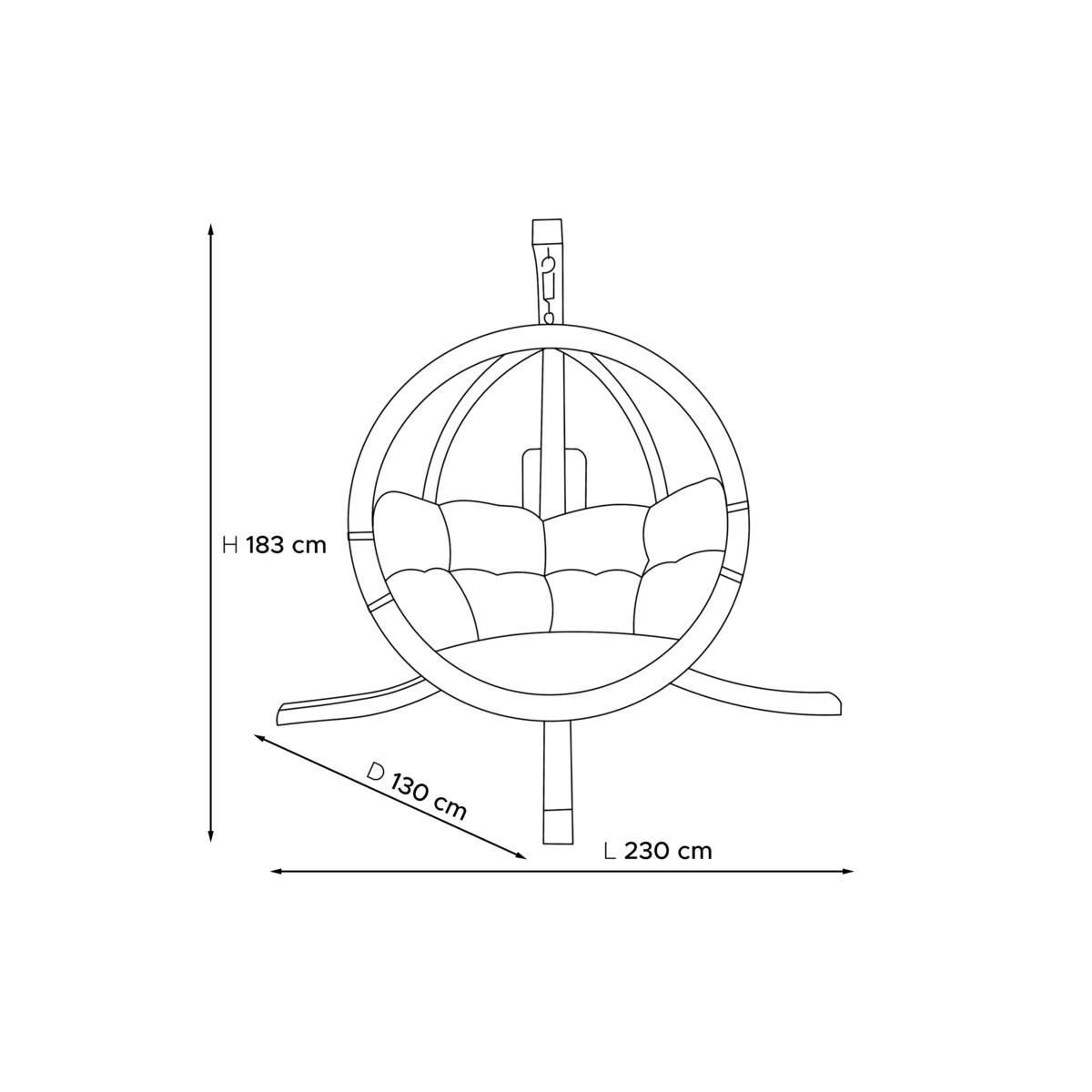 KONSIMO HIGLO Zielony drewniany, artystyczny, wiszący fotel w ogrodzie