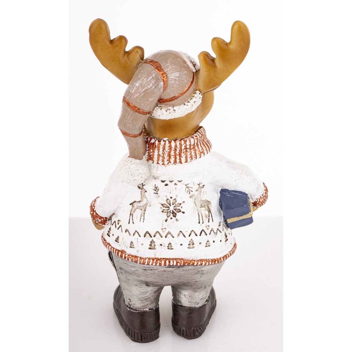 Figurka - łoś 17,5x9x7 cm ALCE w białym sweterku