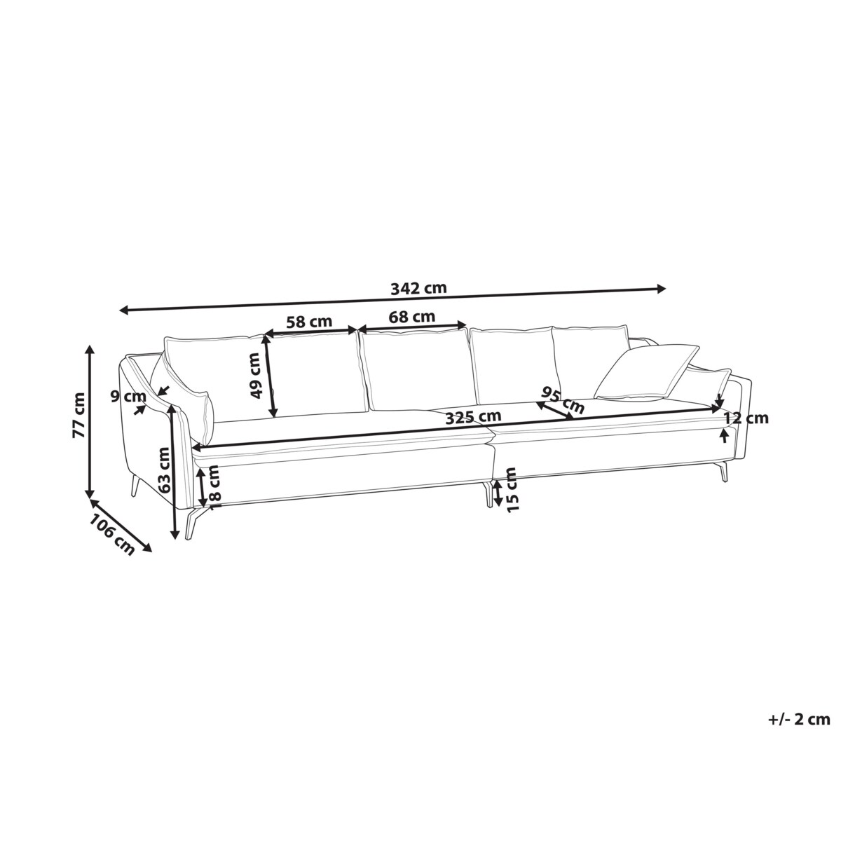 Sofa welurowa jasnoszara AURE
