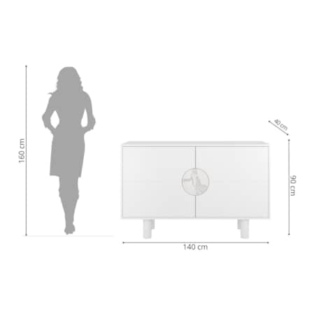 Nowoczesna komoda z marmurem Dancan ZOE 2D / kolor biały / szer. 140 cm