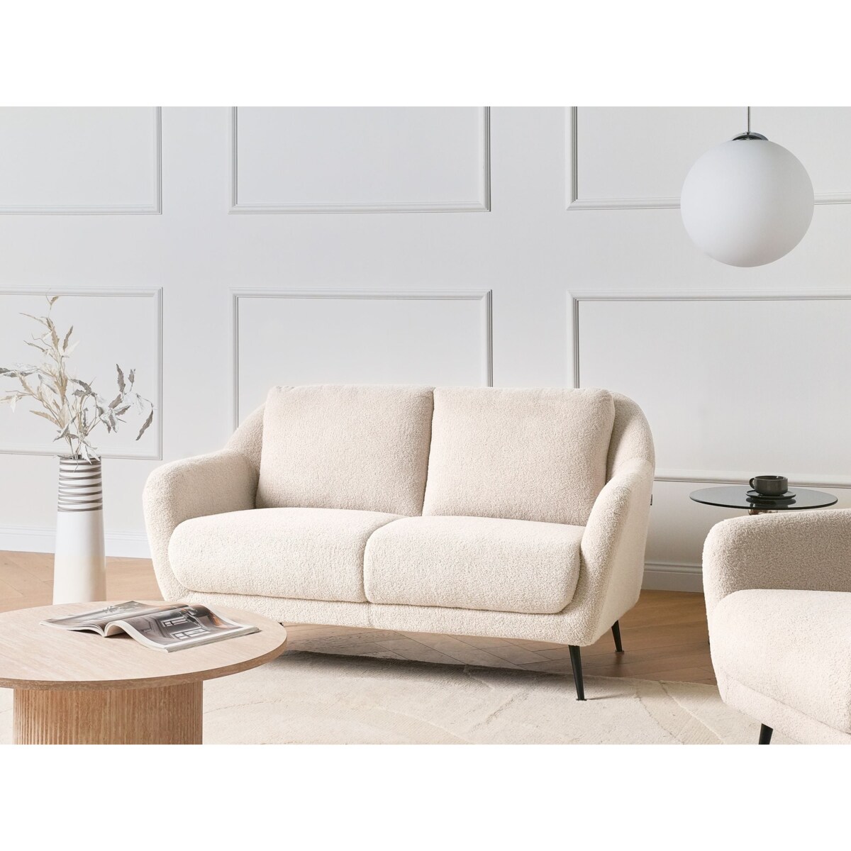 Sofa dla 2 osób EIBY Boucle Beżowy