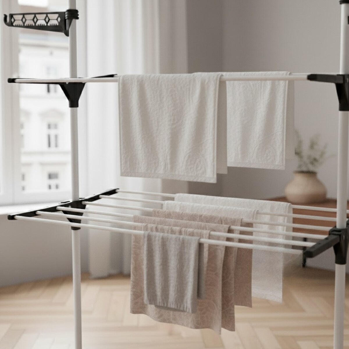 Pionowa suszarka na pranie z miejscem na wieszaki, 160 cm, ALTO