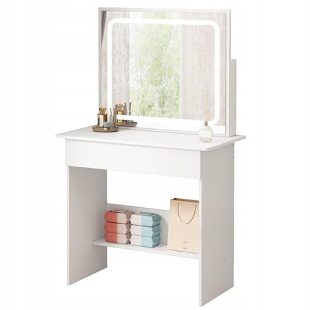 Toaletka kosmetyczna do makijażu z lustrem led nowoczesna 90 cm