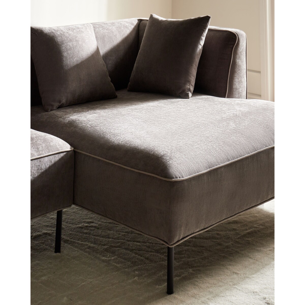 Narożnik dla 3 osób SATER Szenil Beżowoszary Lewostronny