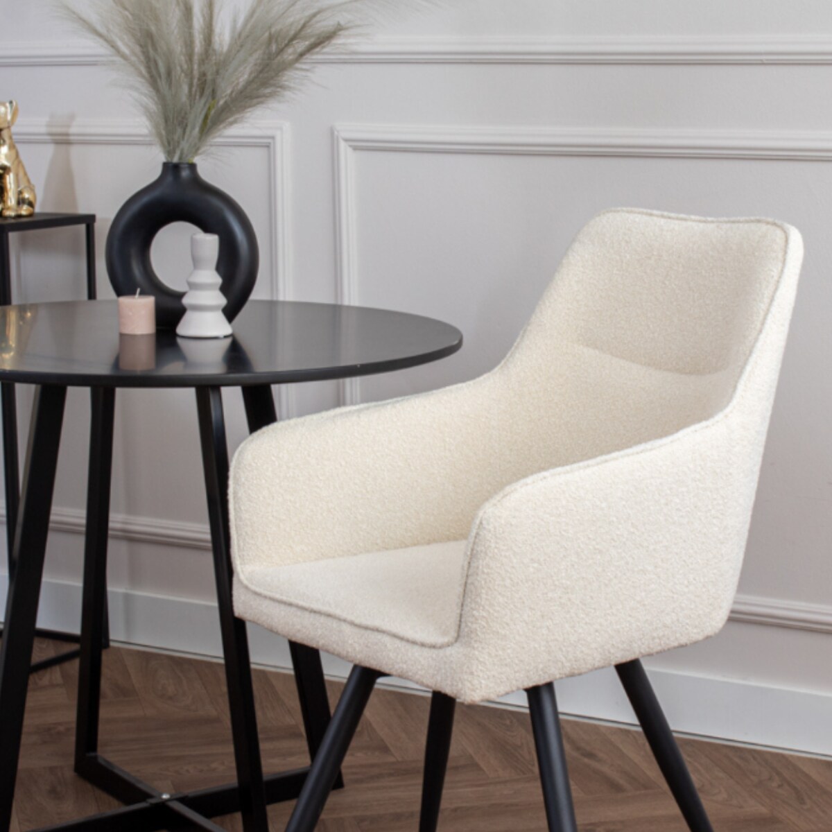 Krzesło biurowe obrotowe 360 wygodne do toaletki biurka nowoczesne beżowe