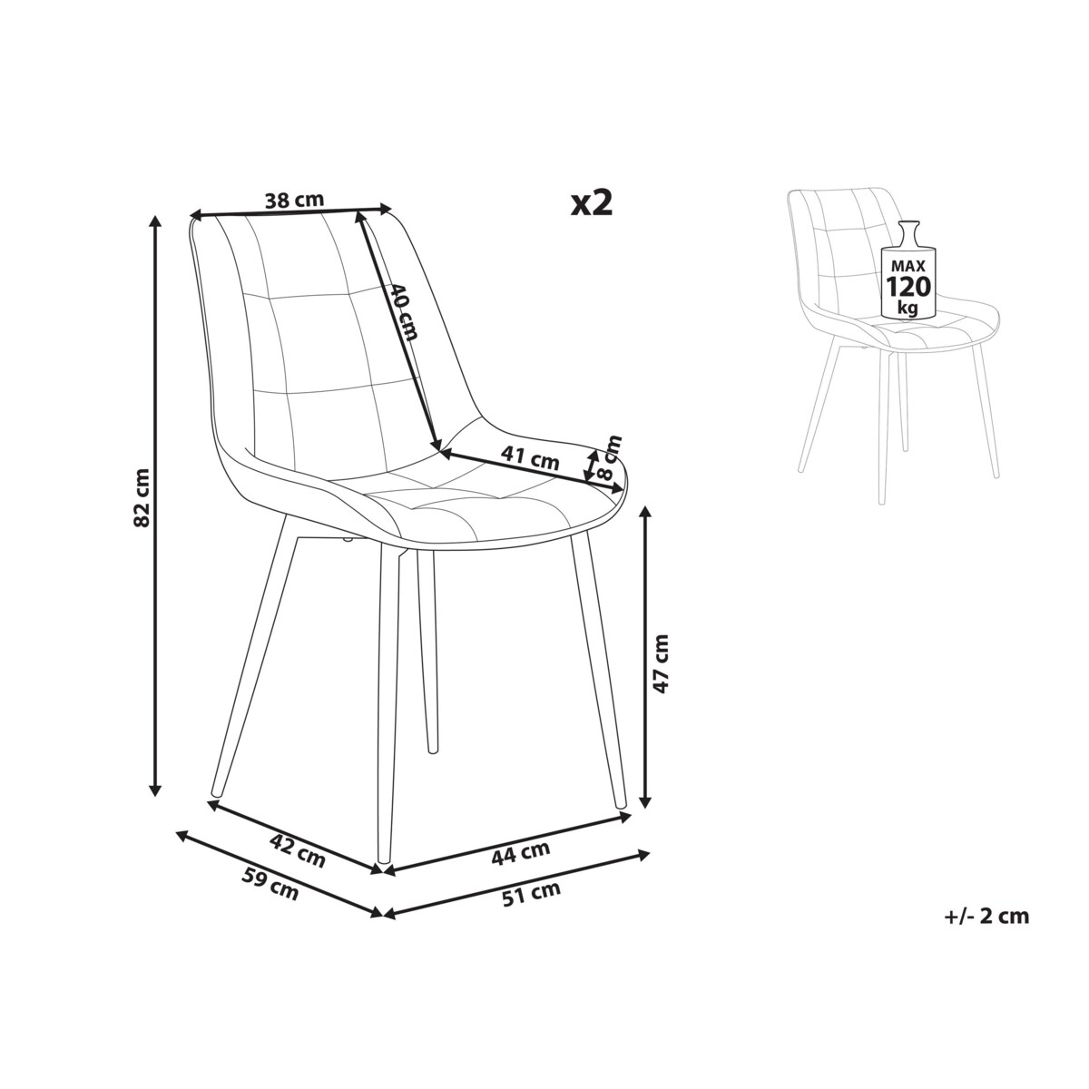 Zestaw 2 krzeseł do jadalni ekoskóra ciemnobrązowy MELROSE