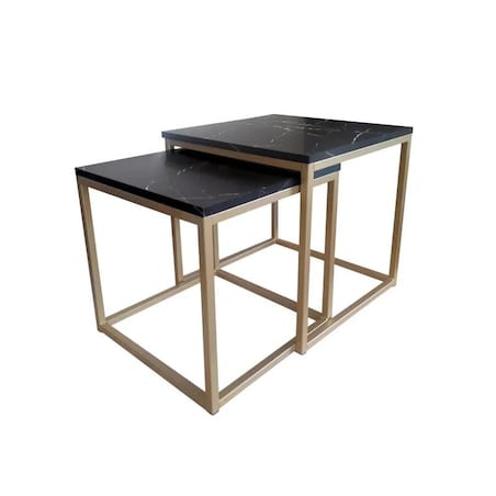 Stolik kawowy 2w1 CUBE marmur czarny/złoty