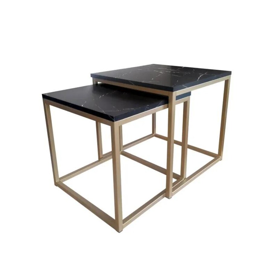 Stolik kawowy 2w1 CUBE marmur czarny/złoty