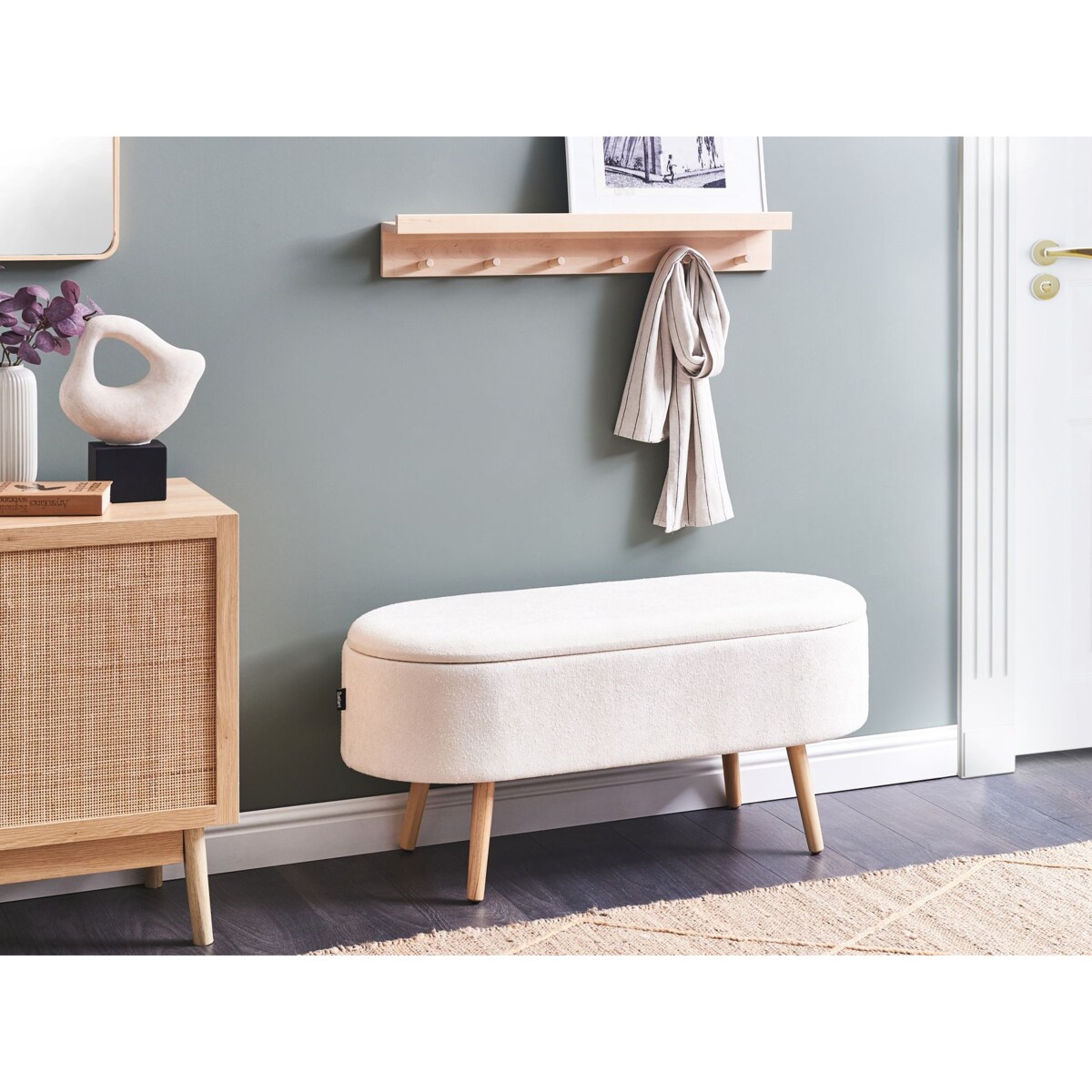 Ława OKLAHOMA Tkanina szenilowa Złamana biel