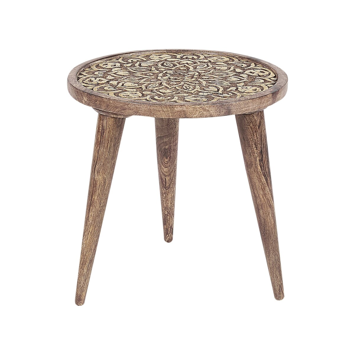 Zestaw 2 stolików pomocniczych z drewna mango ciemny RANJA