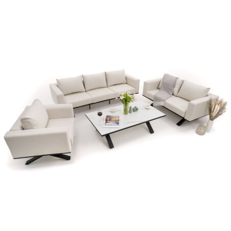 Meble ogrodowe nowoczesne luksusowe aluminiowe MARABELLA beżowo białe