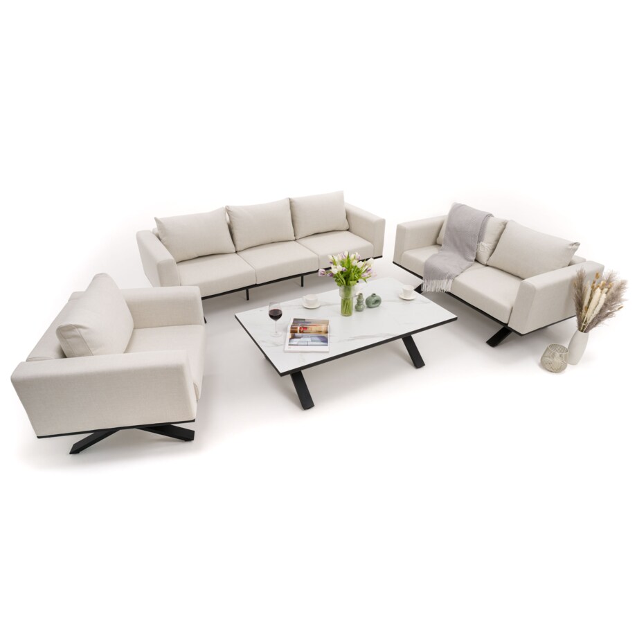 Meble ogrodowe nowoczesne luksusowe aluminiowe MARABELLA beżowo białe