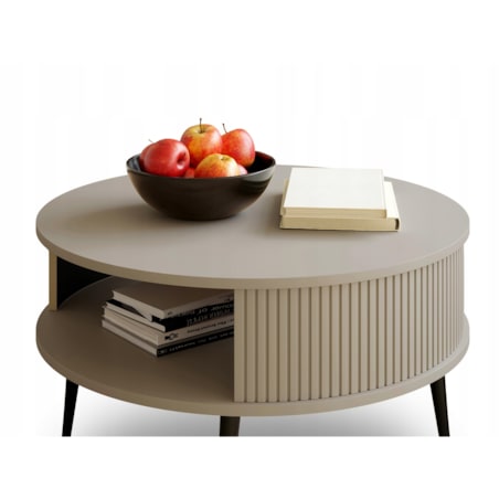 Japandi Stolik Kawowy Okrągły KASZMIR Lamele 76 cm VERLO Stolik do Salonu