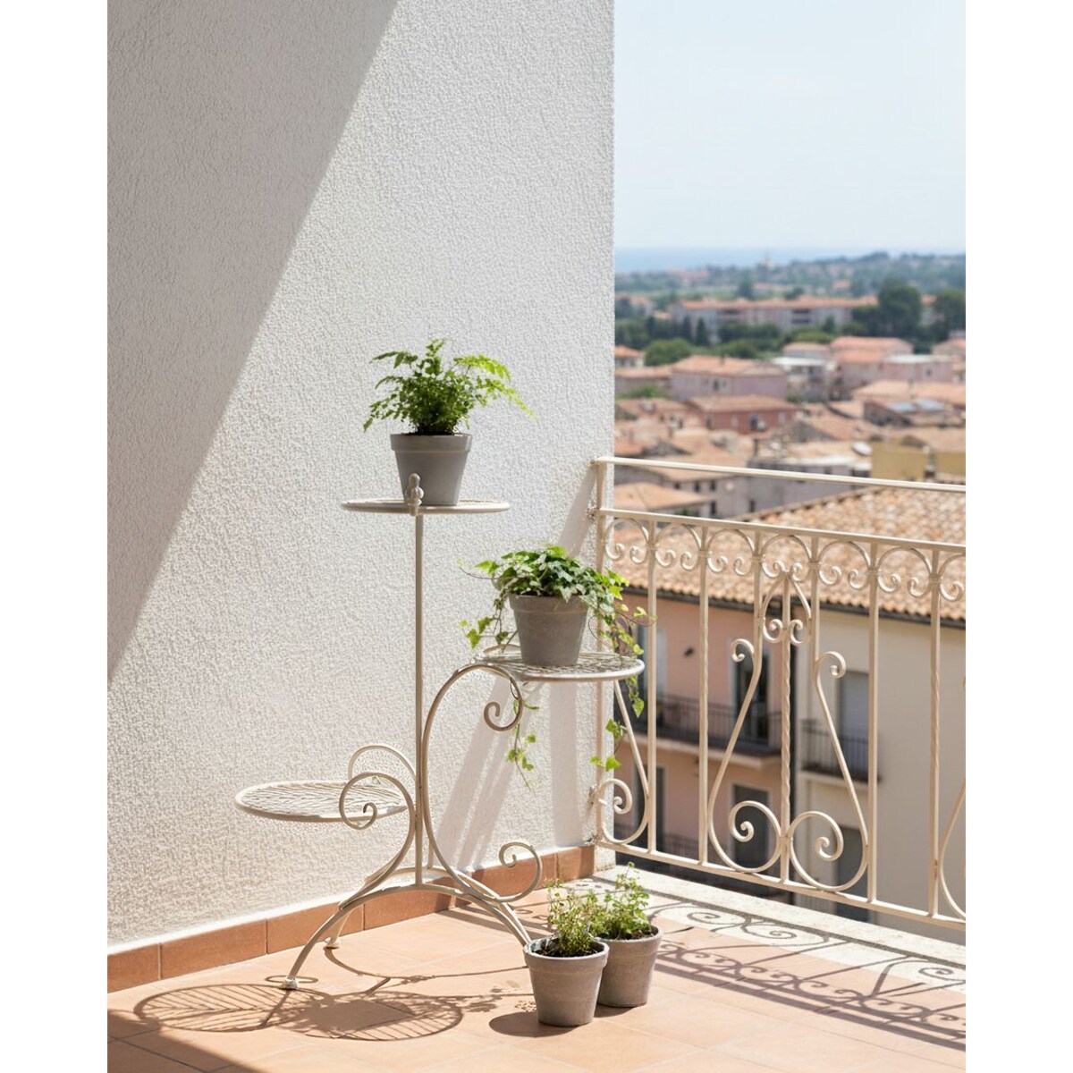 Stojak na kwiaty ASAGAO Metal 26 cm Beżowy