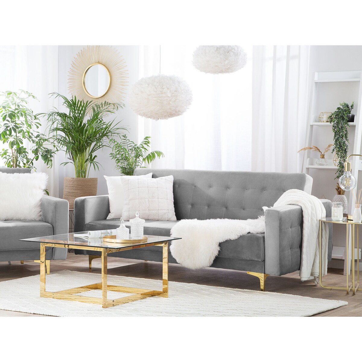 Sofa trzyosobowa ABERDEEN Szary Welur