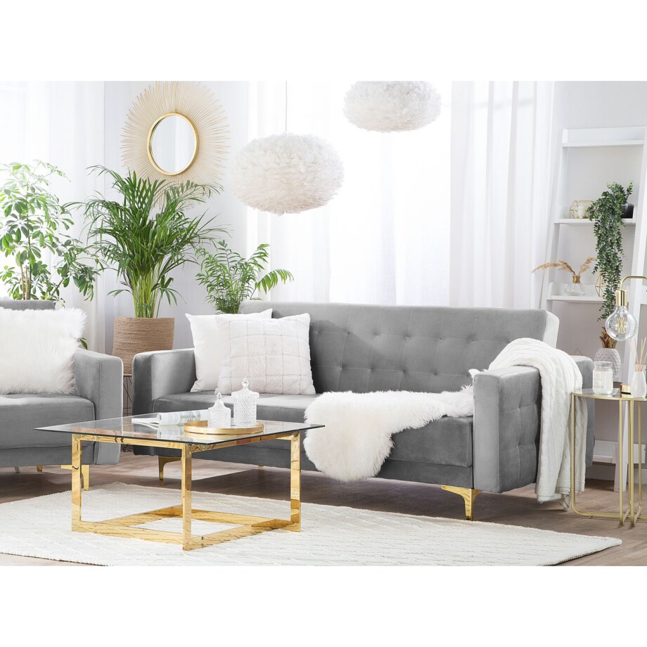 Sofa trzyosobowa ABERDEEN Szary Welur