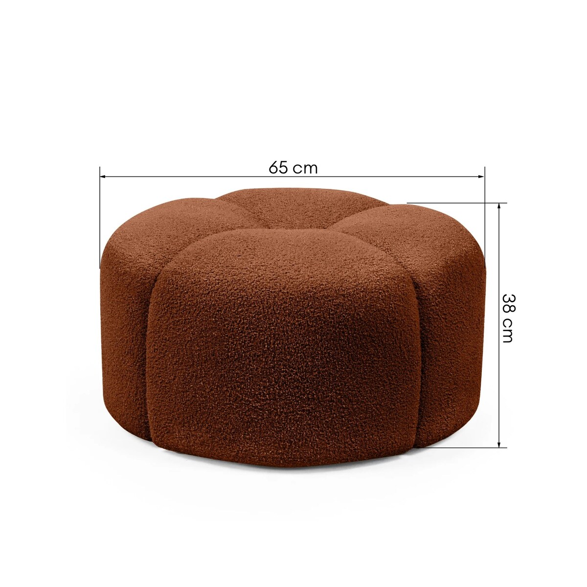 Pufa okrągła poczwórna 38x65x65 PALLADA bouclé miedziana