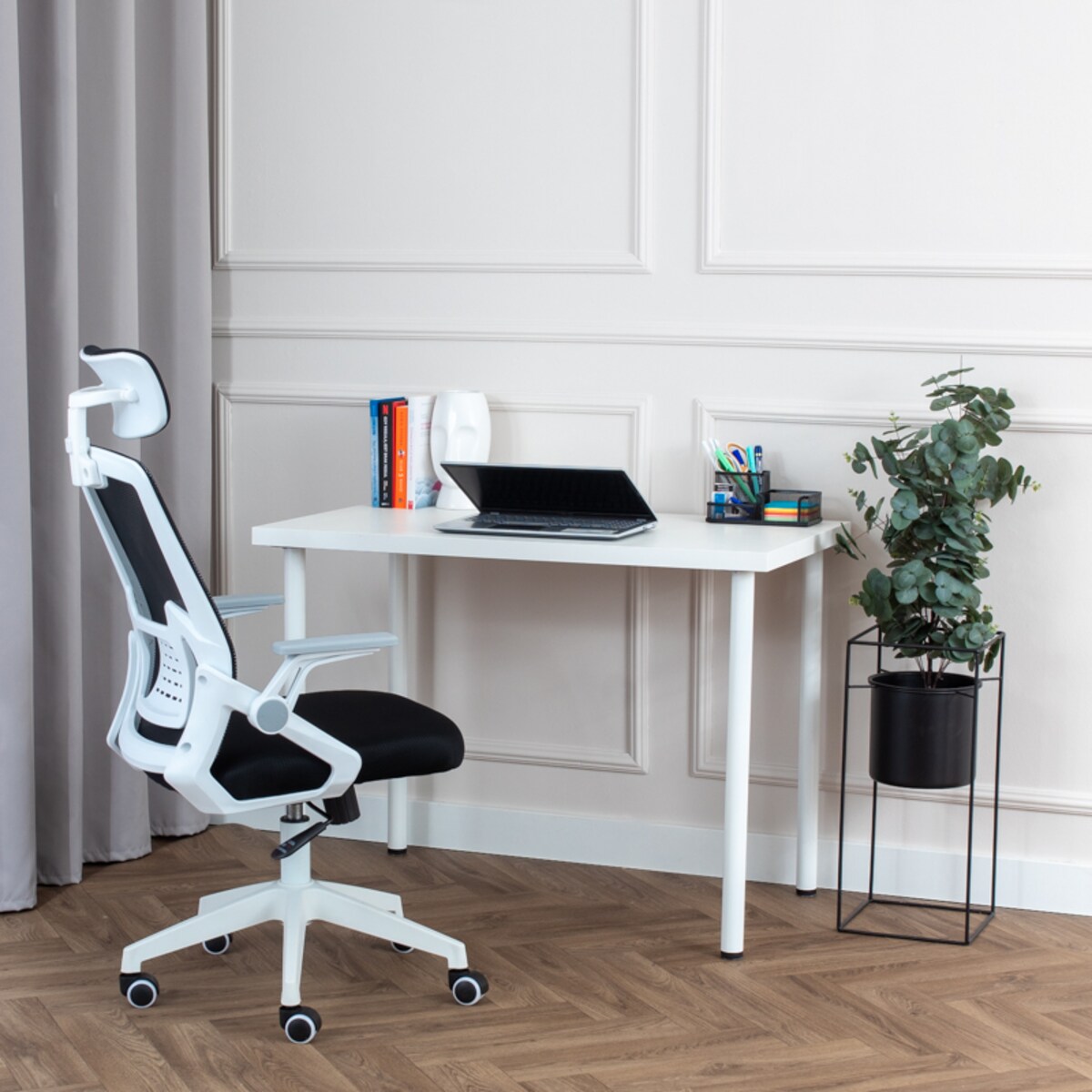 Krzesło biurowe fotel obrotowy regulowany ergonomiczny biały