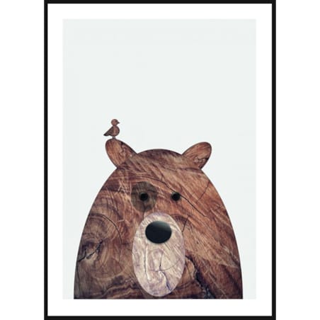 Poster Story, Plakat, Obraz - Drewniany Niedźwiadek, wymiary 30 x 42 cm