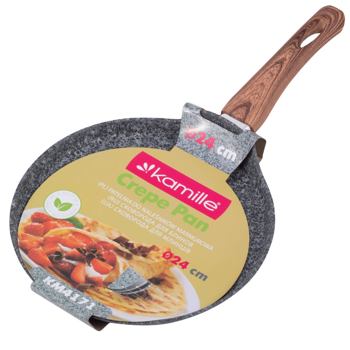 Patelnia do smażenia naleśników naleśnikowa granitowa 24cm indukcja KAMILLE