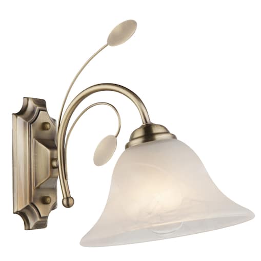 Antyczny kinkiet do sypialni Posadas szklana lampa ścienna biała