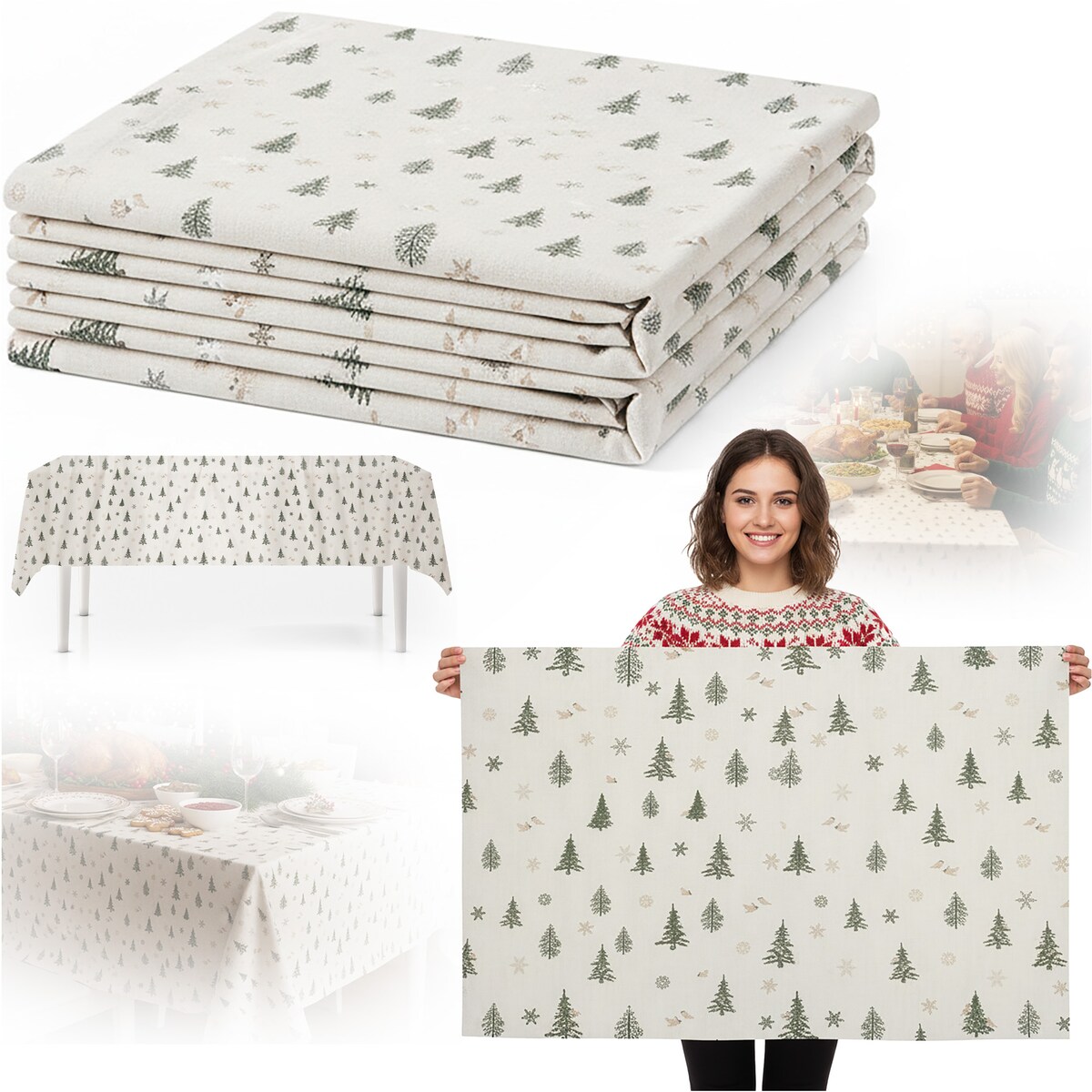 Obrus Świąteczny Na Stół Plamoodporny Dekoracyjny Na Boże Narodzenie 140X180 Złoty