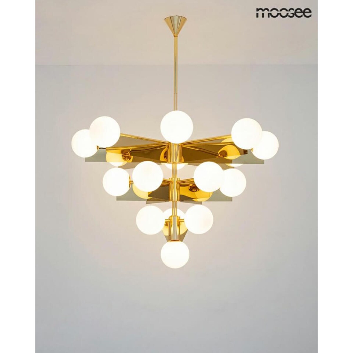 Lampa wisząca kulista Solei MSE010100141 Moosee wielopunktowa biały złota