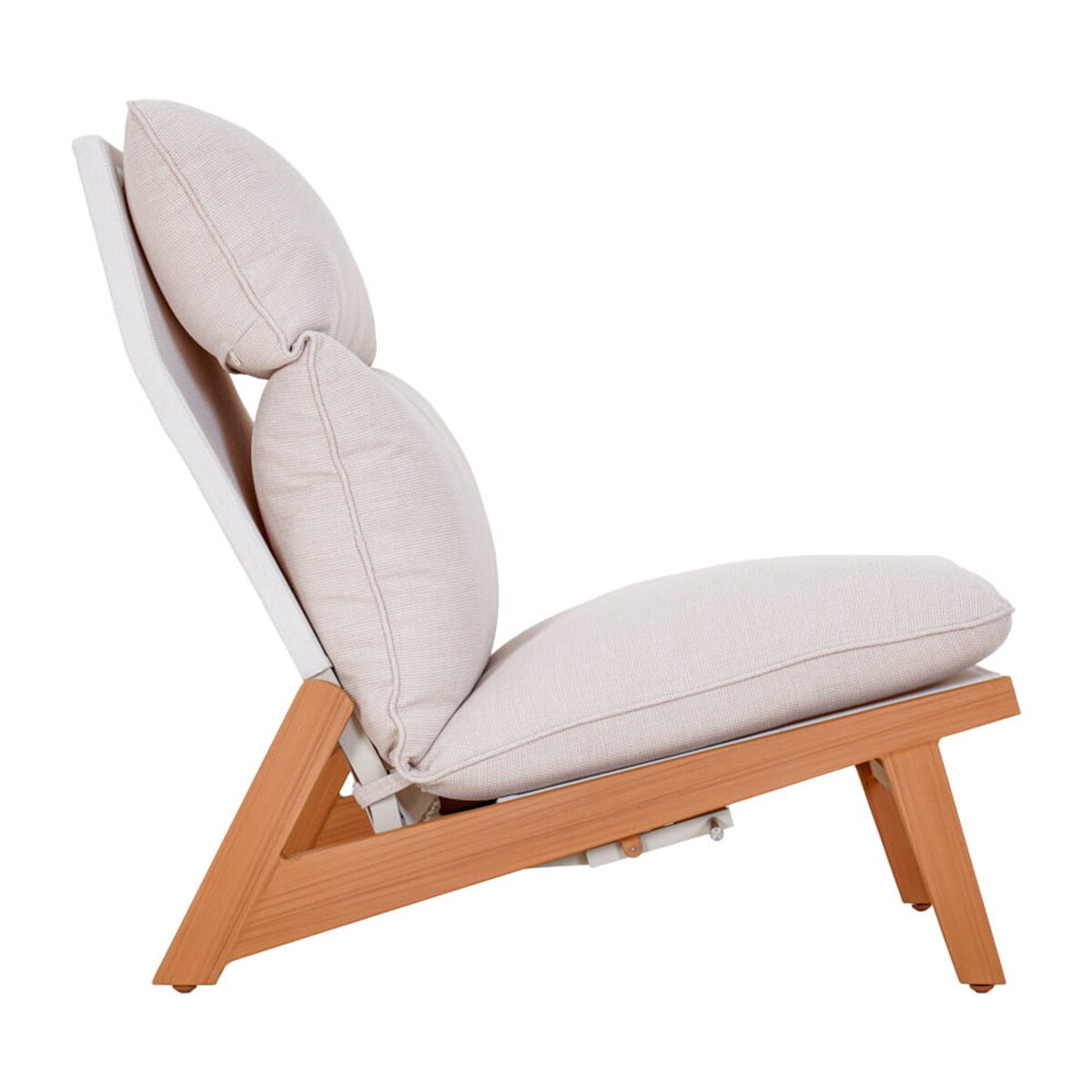 Leżak ogrodowy Kalem z podnóżkiem beżowy