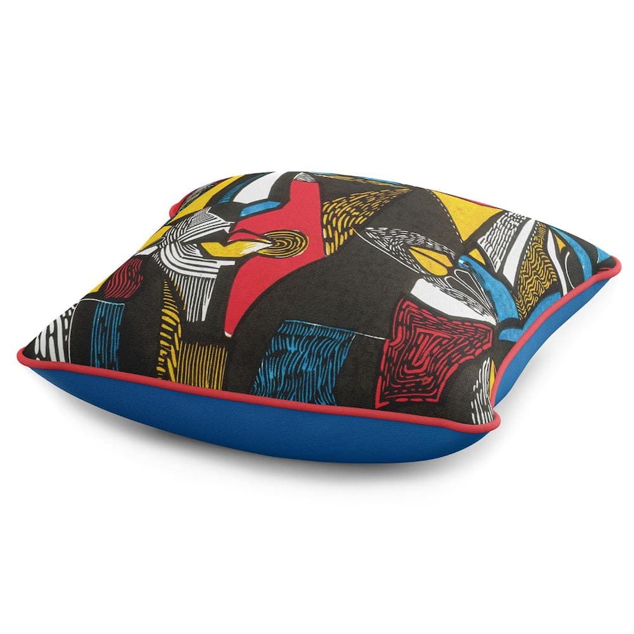 Poszewka dekoracyjna 43x43 kolorowa, abstrakcyjne twarze