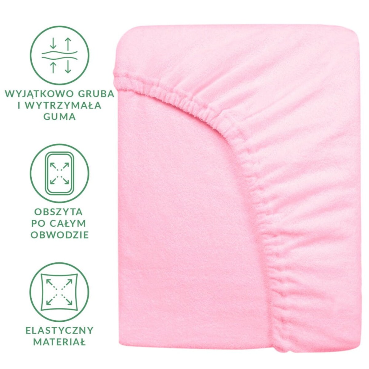 Prześcieradło frotte z gumką 140x200 kolor jasny róż