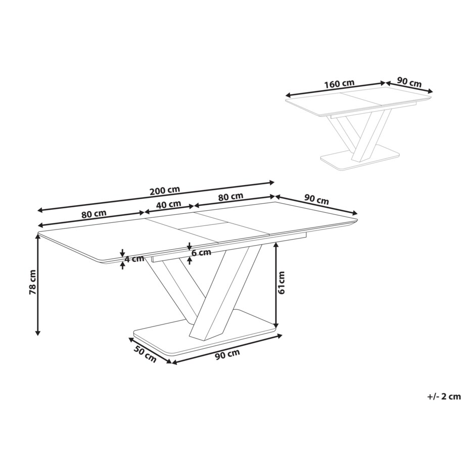 Stół do jadalni rozkładany 160/200 x 90 cm biały SALTUM