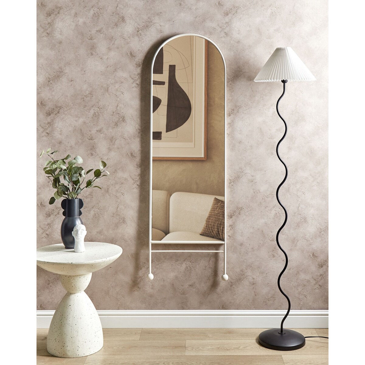 Metalowe lustro ścienne 45 x 145 cm białe JARNAGES