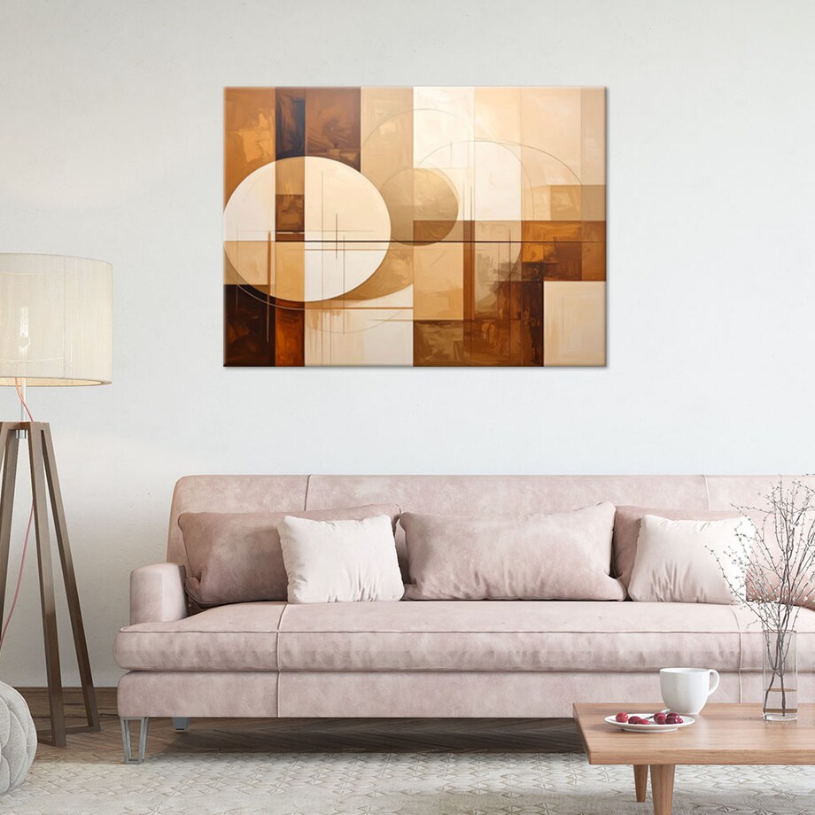 Obraz do salonu sypialni biura, Abstrakcyjne geometryczne formy w beżu
