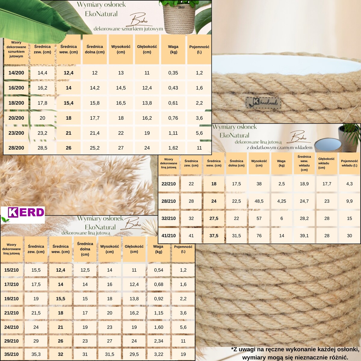 23 BOHO jutowa osłonka na doniczkę koszyk naturalny sznurek z trawy plecionej JUTA styl skandynawski etno loft wzór 23/200